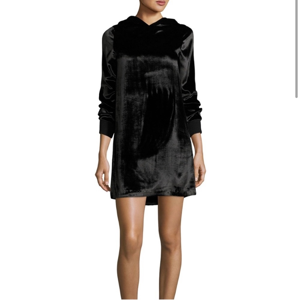 Alice + Olivia Air Barron Hooded Black Velvet Dress